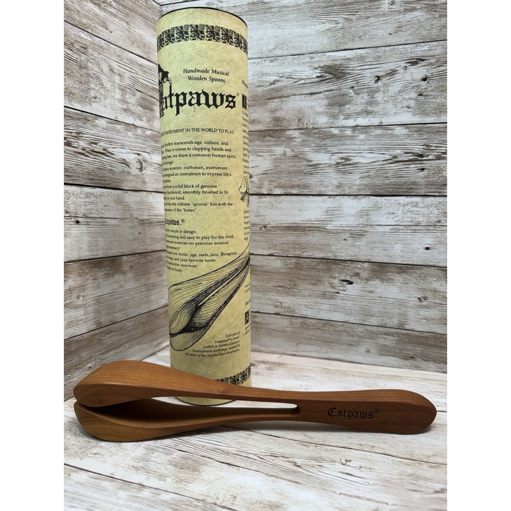 Steve Catania Catpaws Wooden Spoons Hand Made Musical Wooden Instrument VTG Exc!